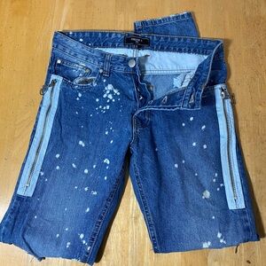 FOREVER 21 Mens Jeans 30x29 Blue Denim Distressed Pants Zipper Pockets Slim Fit